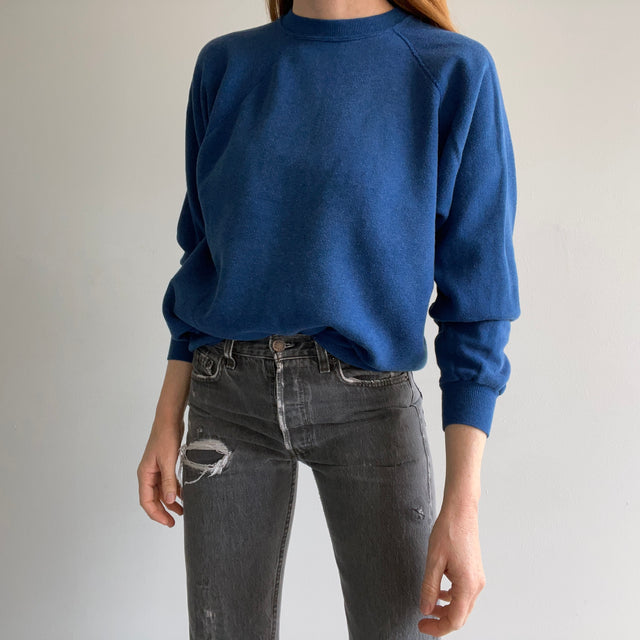 1980s Blank Blue Raglan Sweatshirt