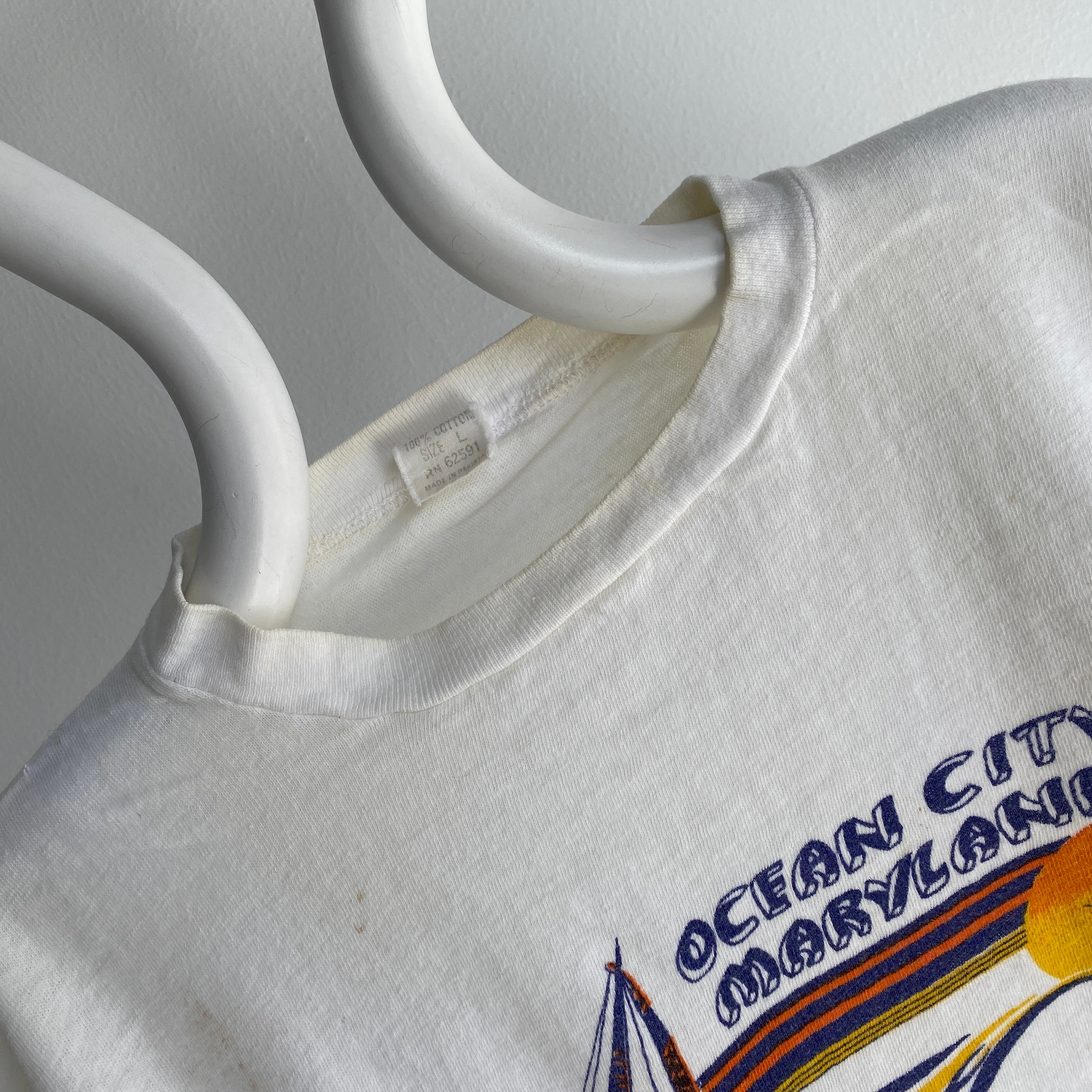 1970s Ocean City Maryland Knit Tourist T-Shirt - Boxy