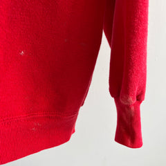 1970/80s Blank Red Pullover Hoodie WITH WHITE CONTRAST STRIPING - YES!!!