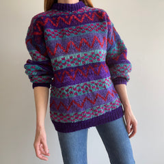 1980s Hand Knit Medium Chunky Knit Sweater - Yes!