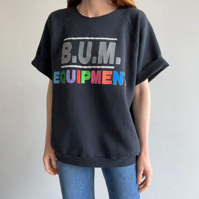 1980/90s B.U.M. Equipment Cut Sleeve + Neck Warm Up Sweatshirt - WOW