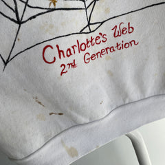 1980s !!! DIY Charlotte's Web 2nd Generation Heavily Stained Sweatshirt