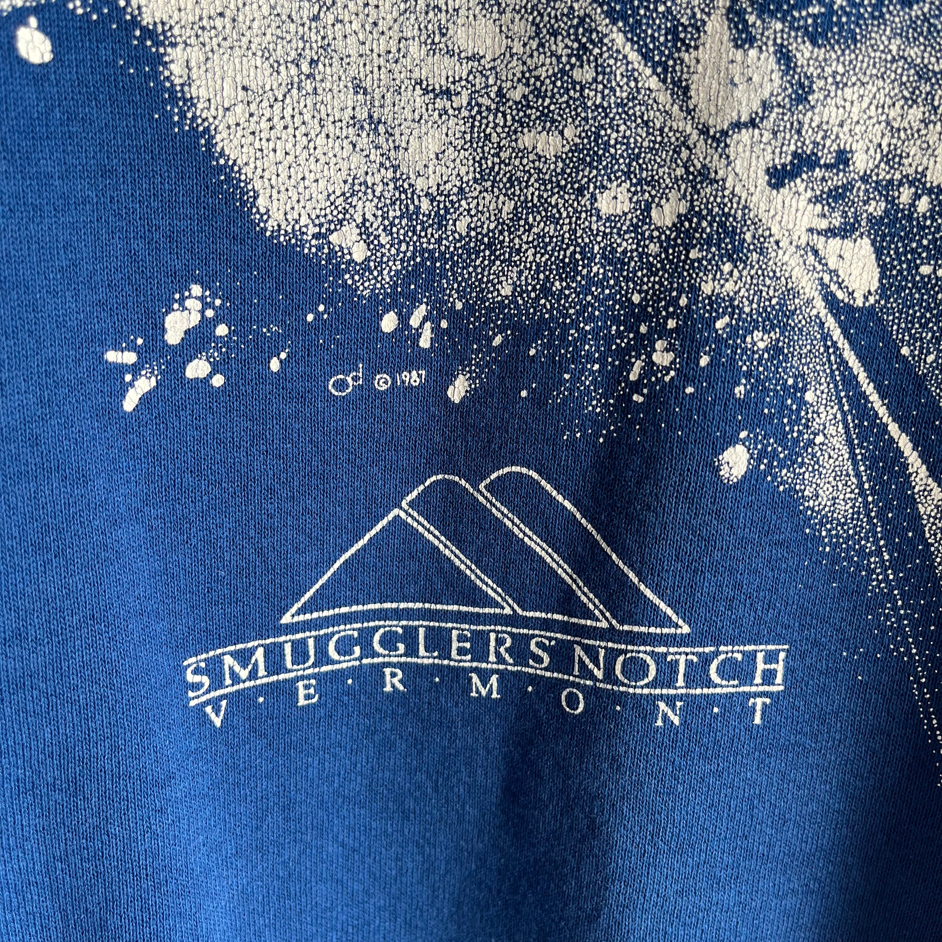 Sweat-shirt de ski 1987 Smugglers' Notch Vermont Steeps and Deeps