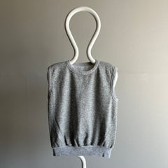 1980s Blank Grey Sweatshirt Muscle Tank - Gilet