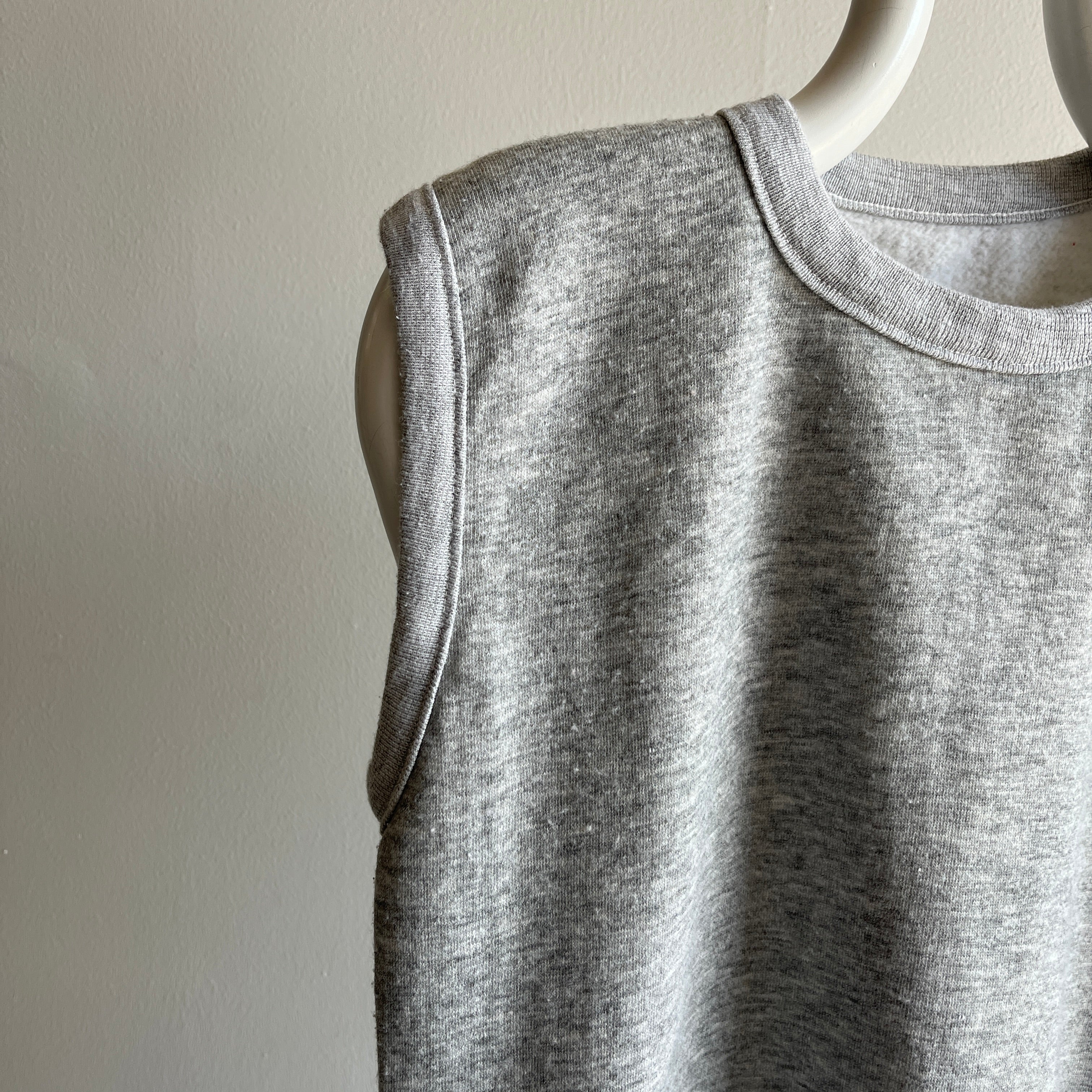 1980s Blank Gray Sweatshirt Muscle Tank - Vest