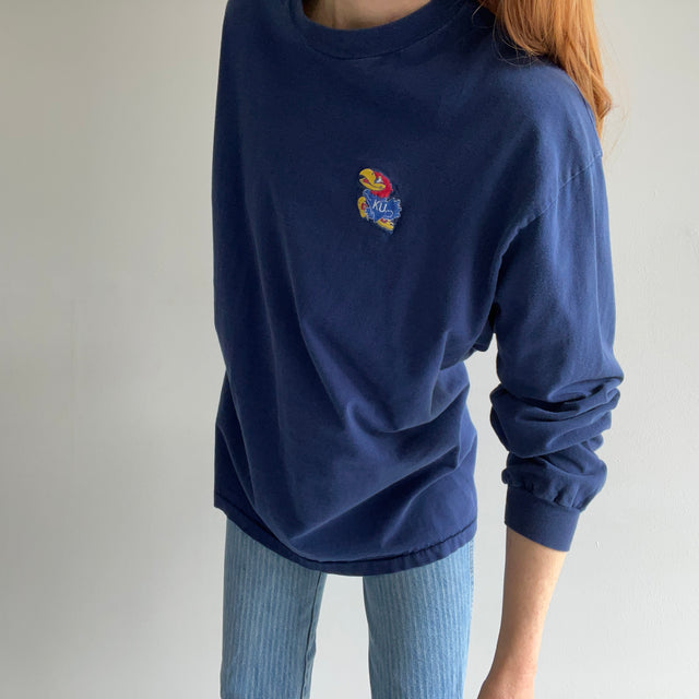 1980s Kansas Jayhawks Long Sleeve Cotton T-Shirt