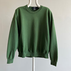 1990s USA Made Lands' End Sun Faded Dark Green Sweatshirt