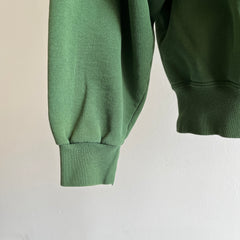 1990s USA Made Lands' End Sun Faded Dark Green Sweatshirt