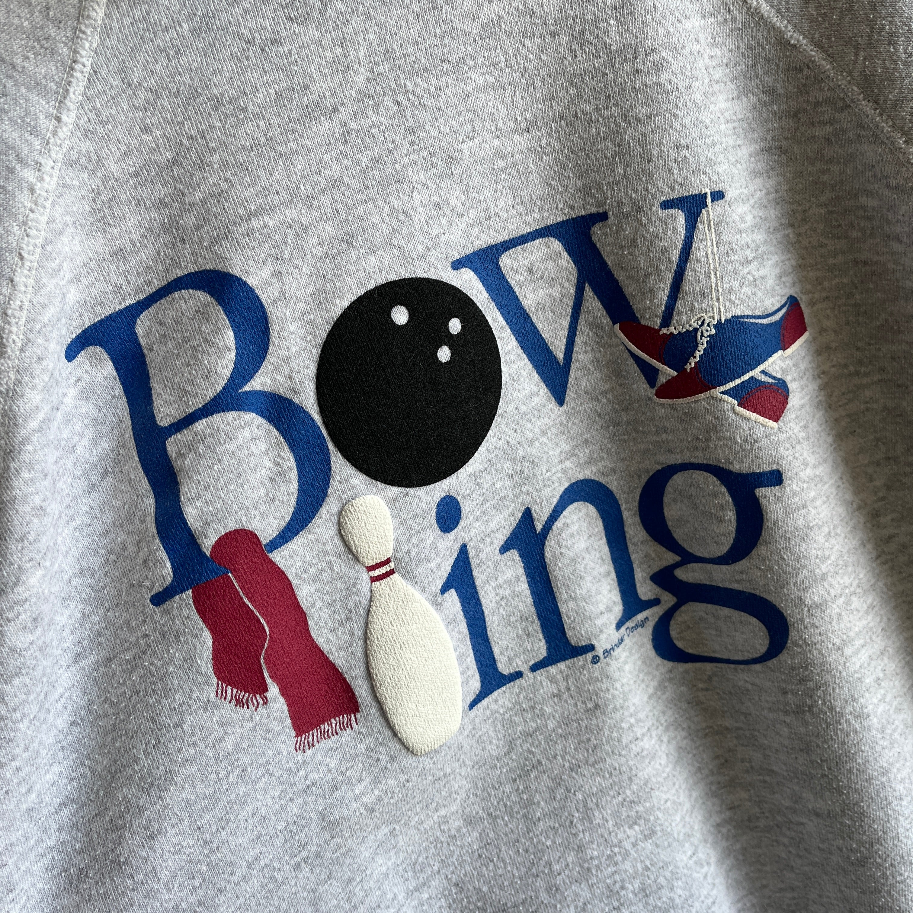 Sweat-shirt de bowling à col des années 1980/90 - Huzzah