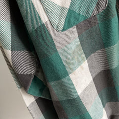 1990s Green and Black Watch Plaid Cotton Flannel by Five Brothers