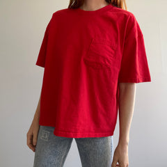 1990s Boxy Blank Red Pocket Cotton T-Shirt par Lee