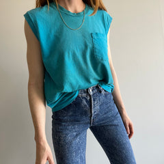 1980s Beat Up Teal Muscle Tank by FOTL - Selvedge Pocket