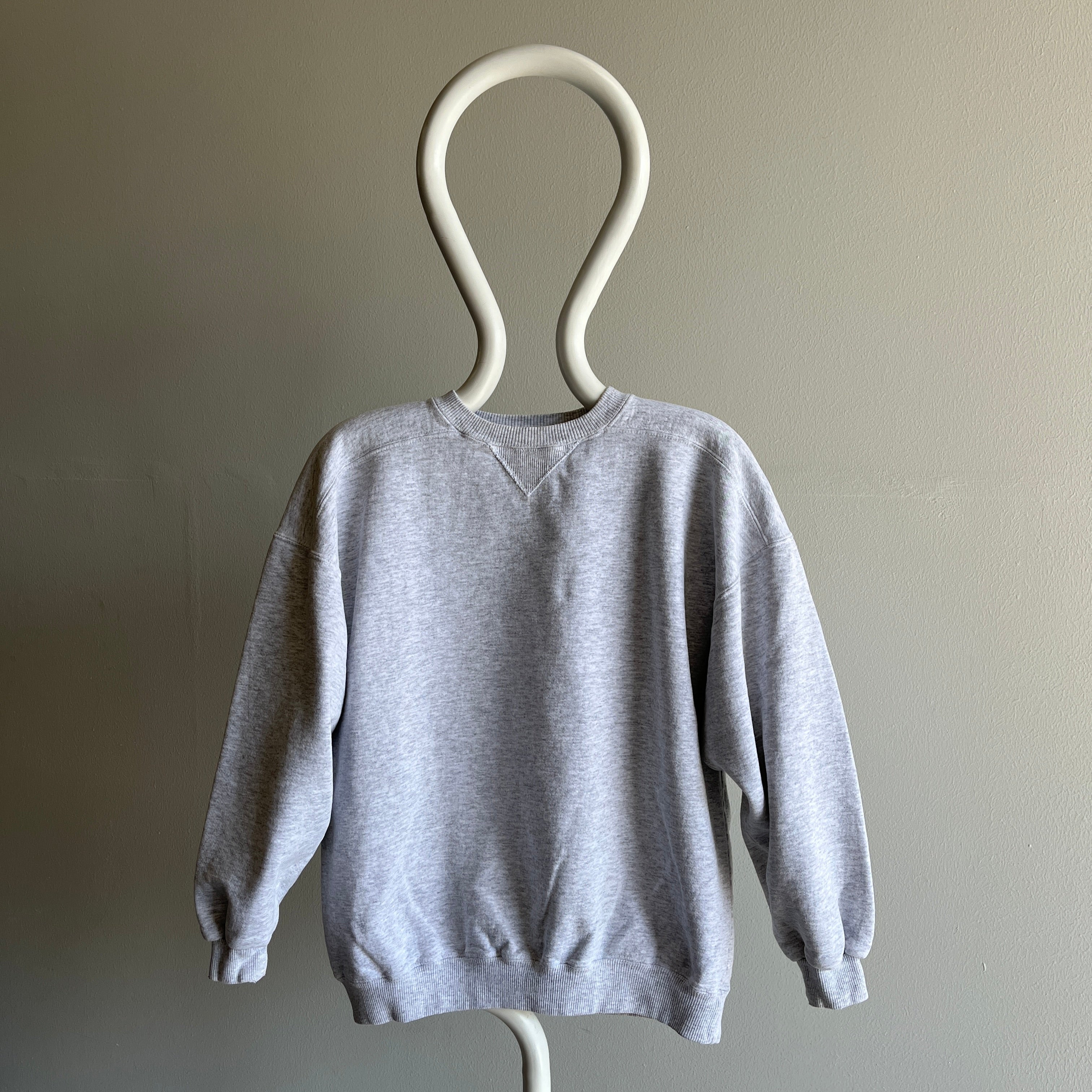 Sweat-shirt gris blanc Super Boxy des années 1990 en coton - j'adore ça !