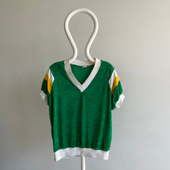 1980s Killer Cool Tri Color Terry Cloth Warm Up