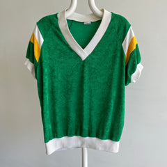 1980s Killer Cool Tri Color Terry Cloth Warm Up