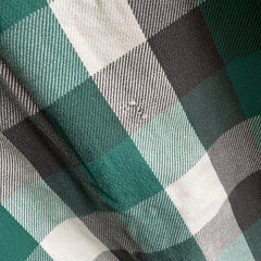 1990s Green and Black Watch Plaid Cotton Flannel by Five Brothers