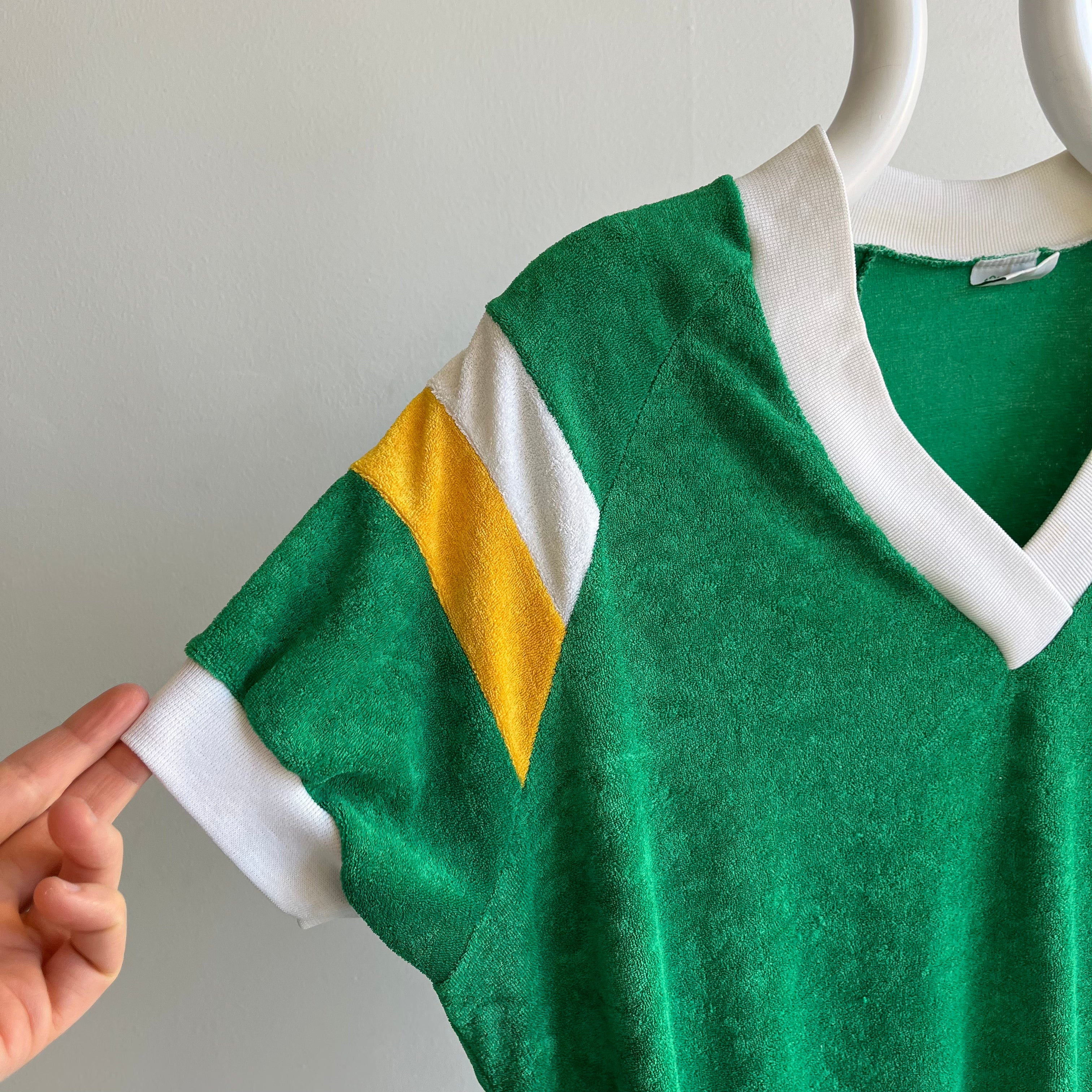 1980s Killer Cool Tri Color Terry Cloth Warm Up