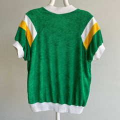 1980s Killer Cool Tri Color Terry Cloth Warm Up