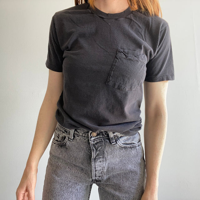 1980s FOTL Faded Blank Black Pocket T-Shirt