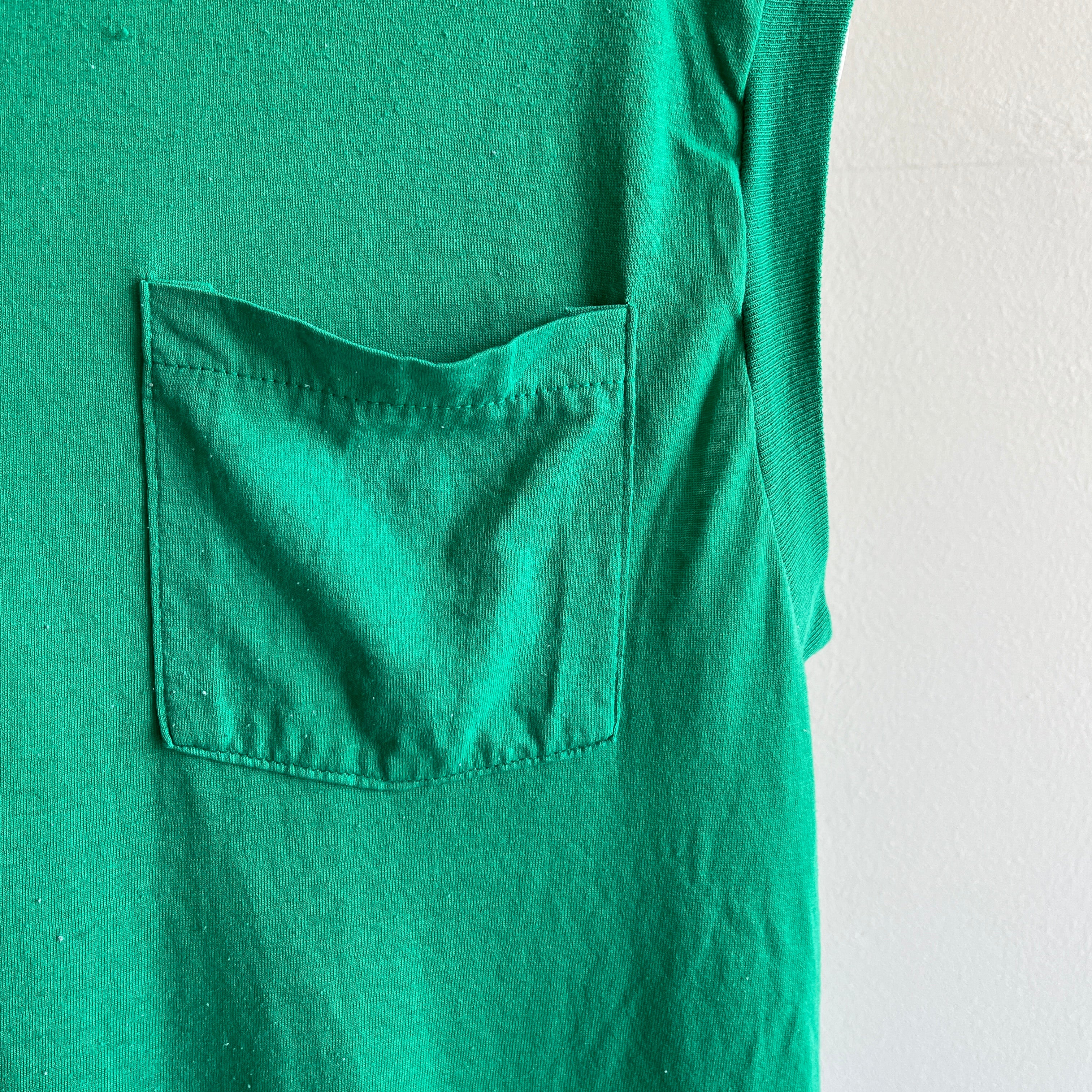 1980s Kelly Green Selvedge Pocket Muscle Tank