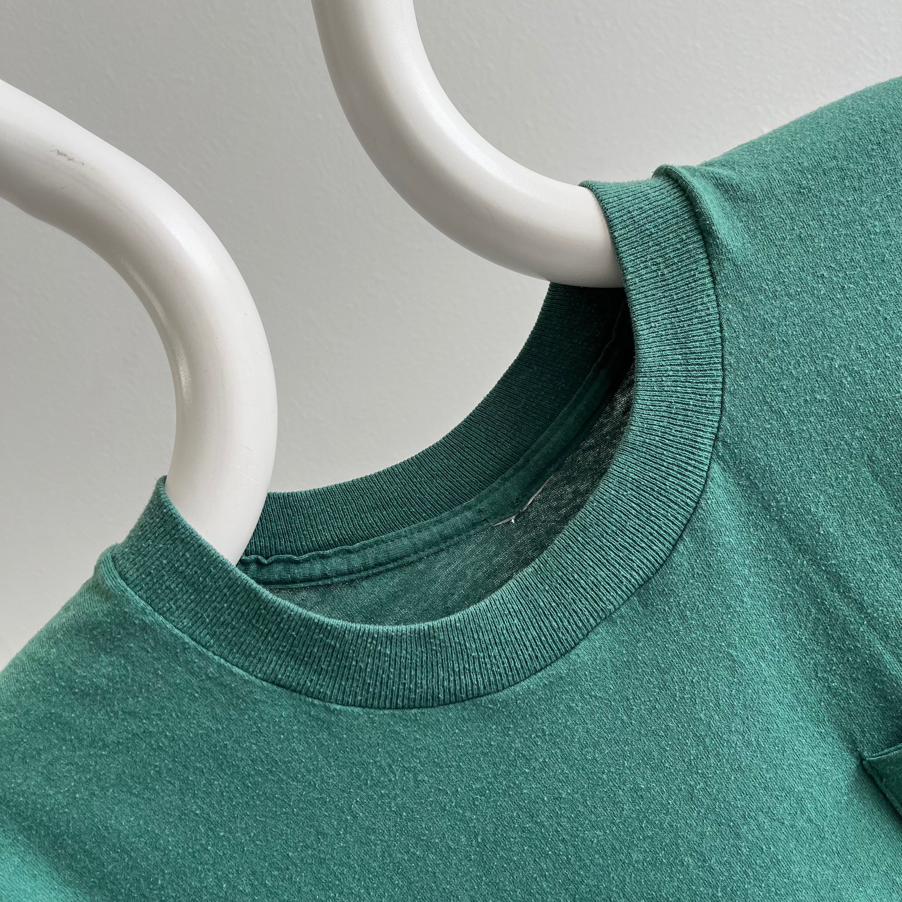 1980s Blank Green Selvedge Pocket T-Shirt - Dreamy