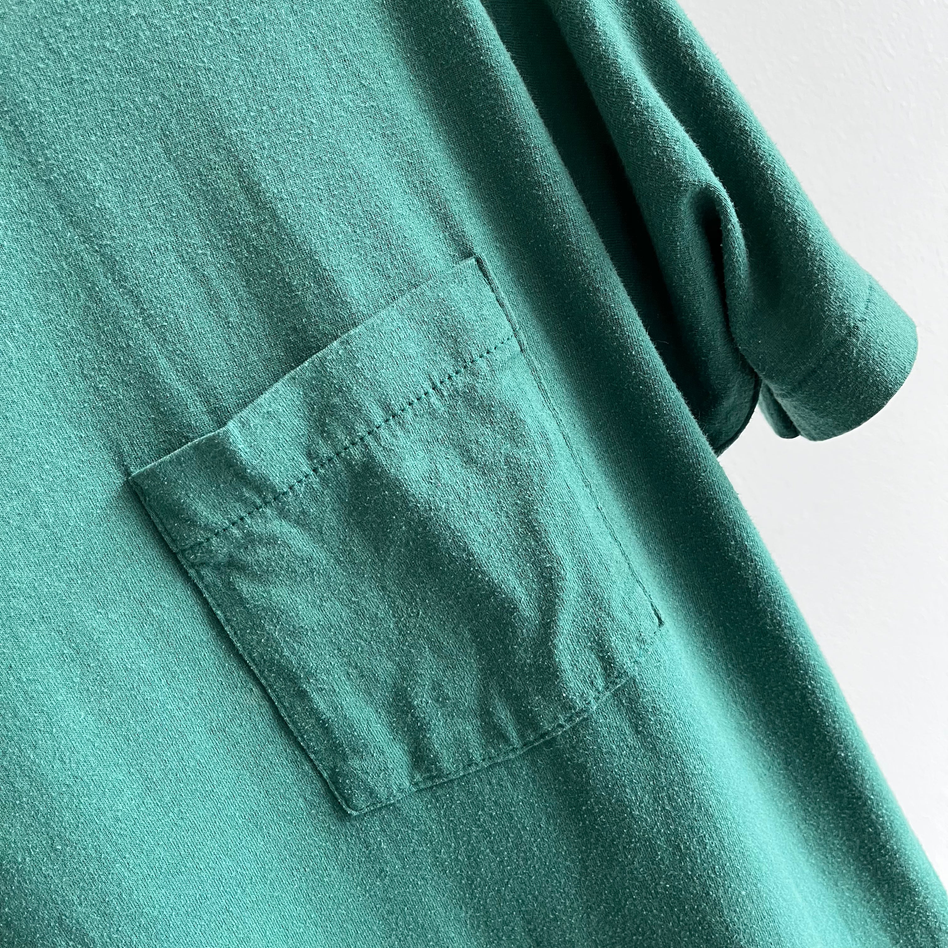 1980s Blank Green Selvedge Pocket T-Shirt - Dreamy