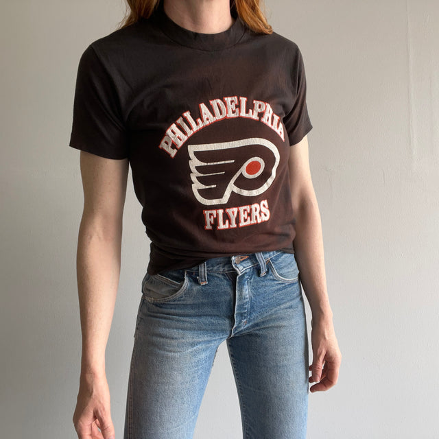 T-shirt délavé par soleil extrême des Flyers de Philadelphie des années 1980