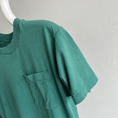 1980s Blank Green Selvedge Pocket T-Shirt - Dreamy