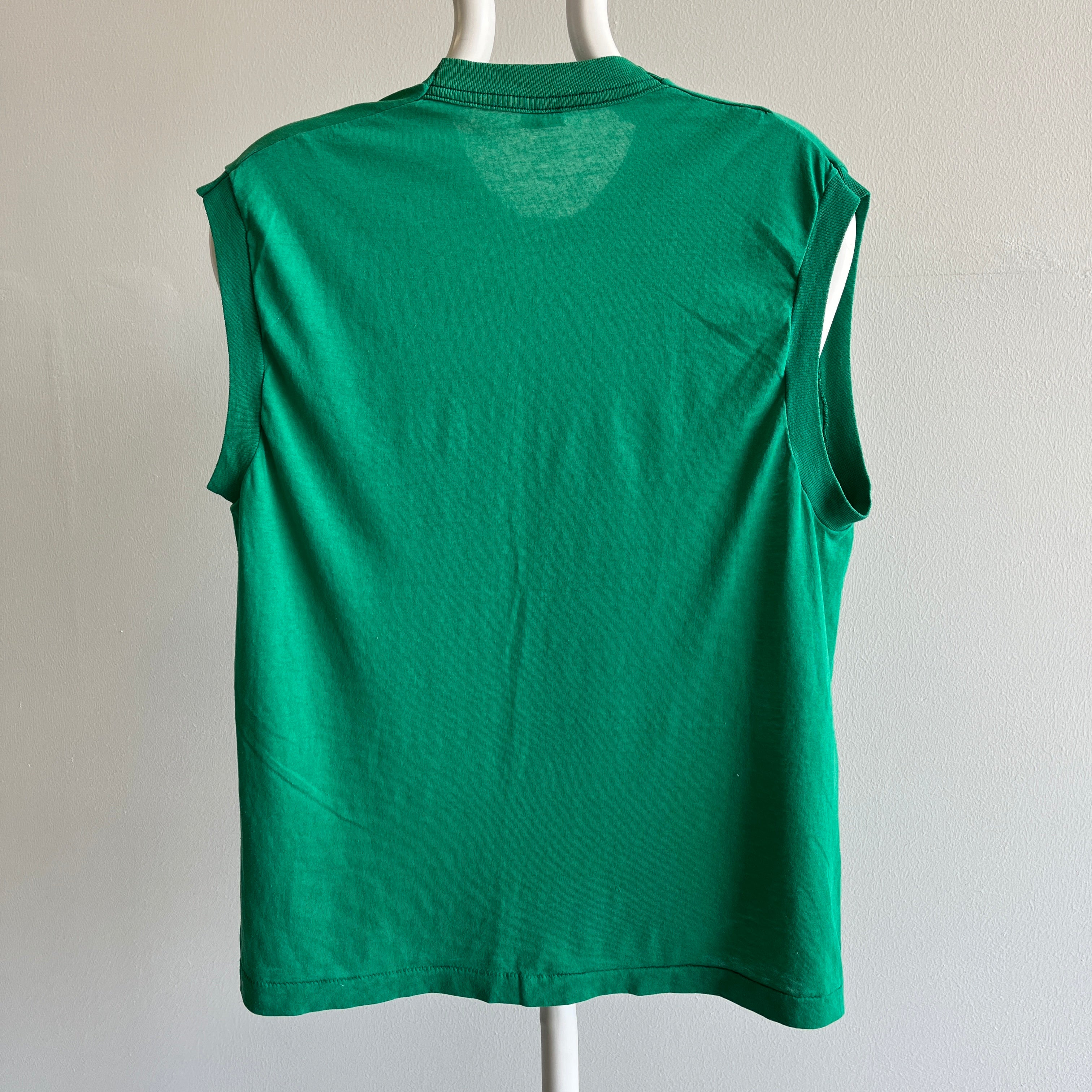 1980s Kelly Green Selvedge Pocket Muscle Tank