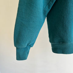 1980s Dark Blue Green 1/4 Zip Super Sweats by Jerzees Sweatshirt