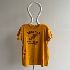 1970s Sheehan Girls Track and Field Cotton Black Label Hanes T-Shirt