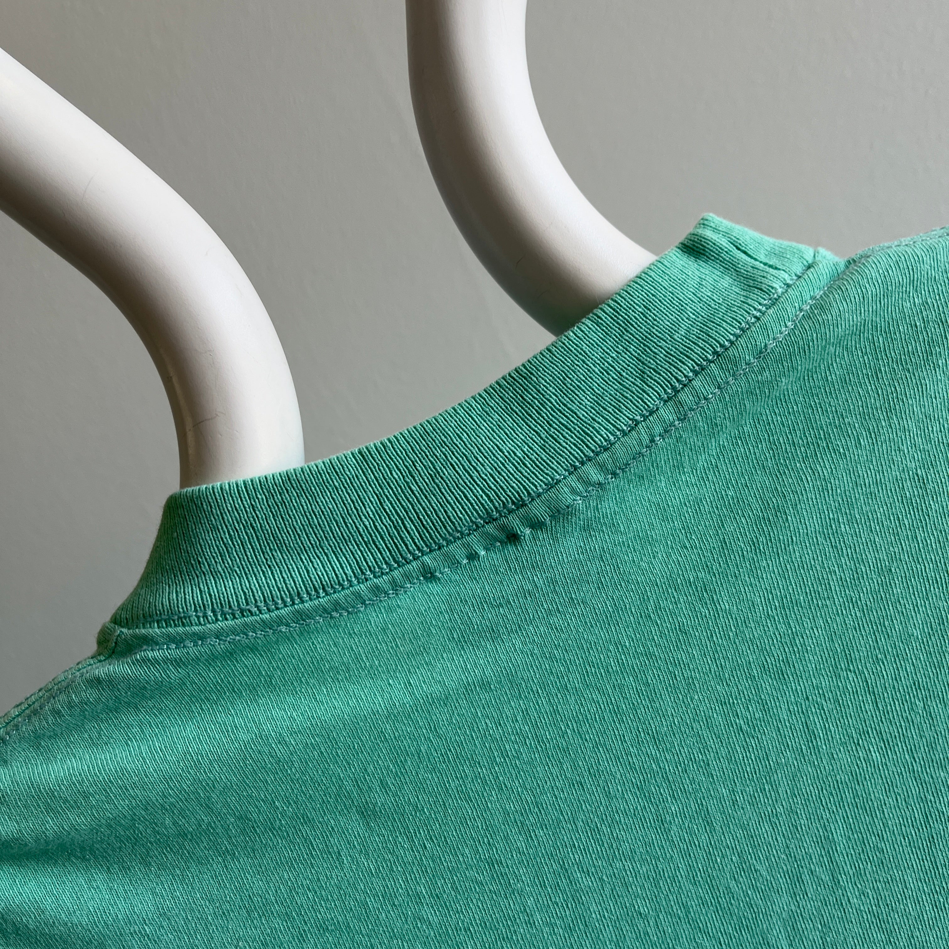 1980s Sea Foam Green Cotton Pocket T-Shirt by Sun Belt