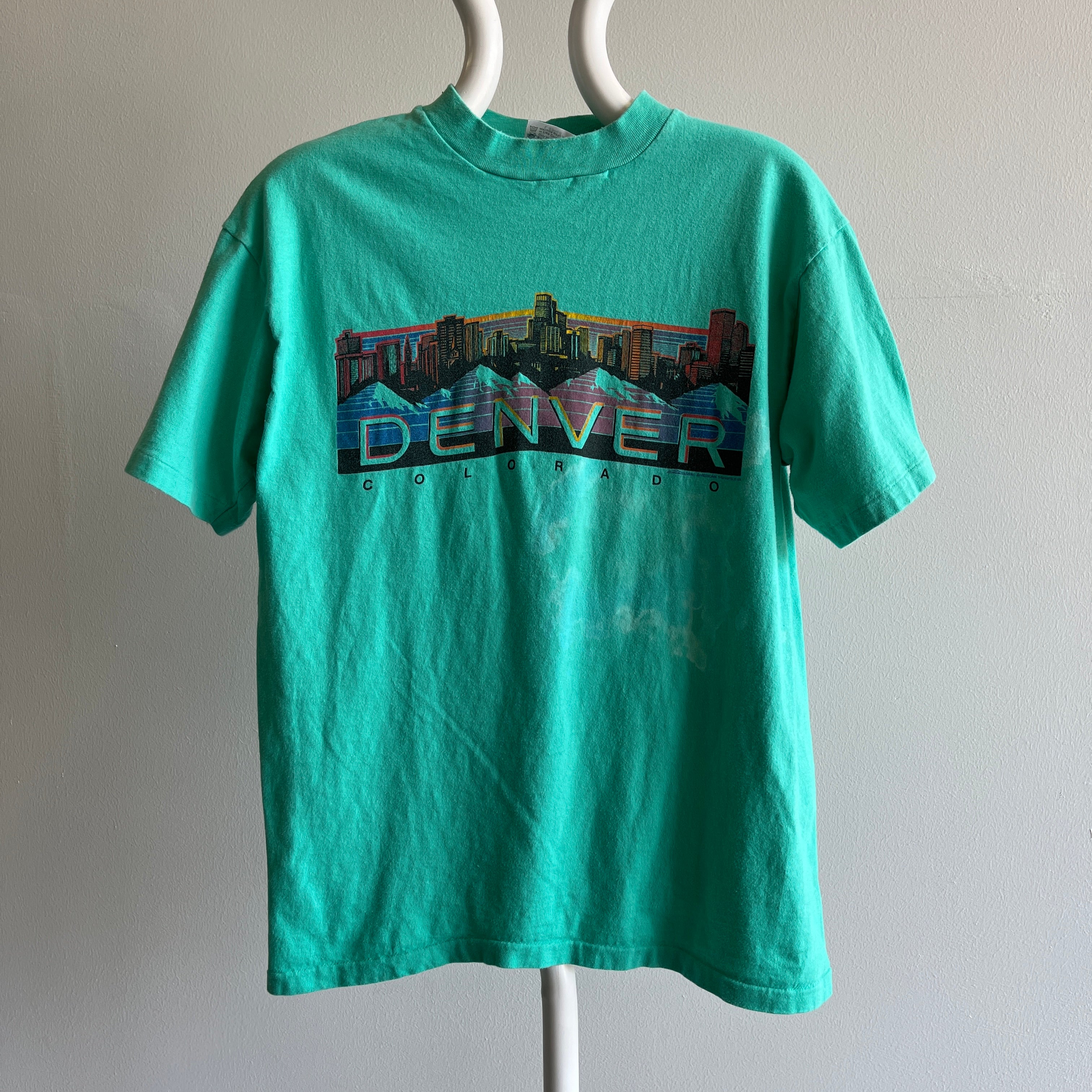 1985 Denver Colorado Bleach Stained T-Shirt