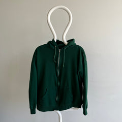 1980s Forest Green Zip Up Hoodie