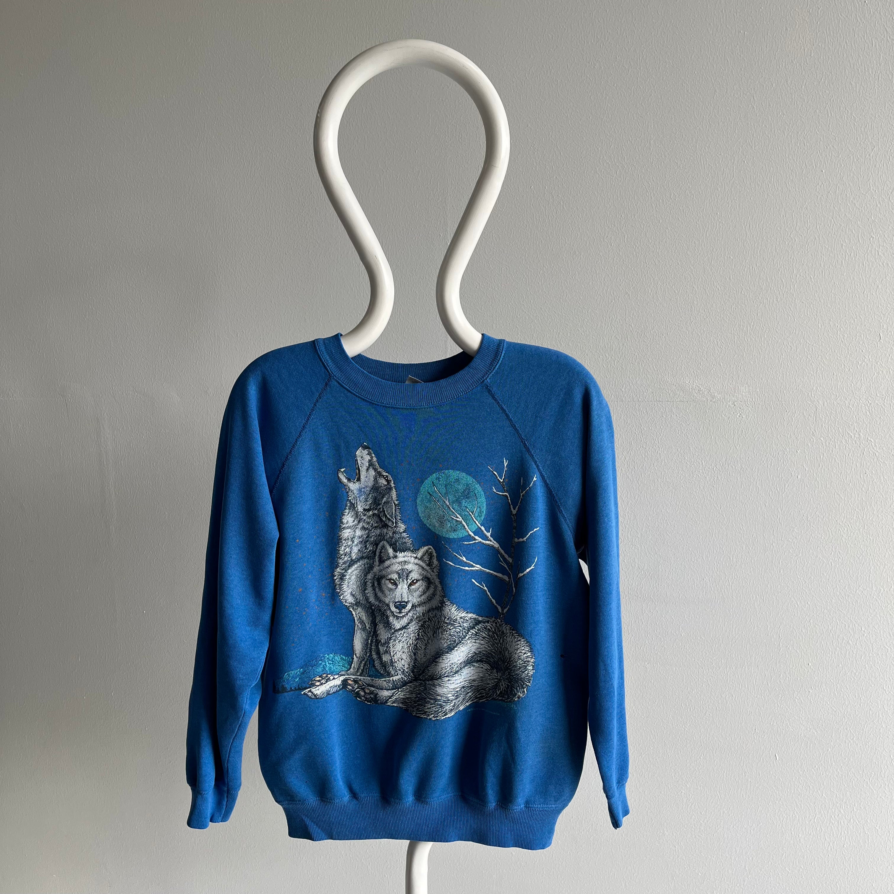 1980s Wolf Animal Sweatshirt - WOW