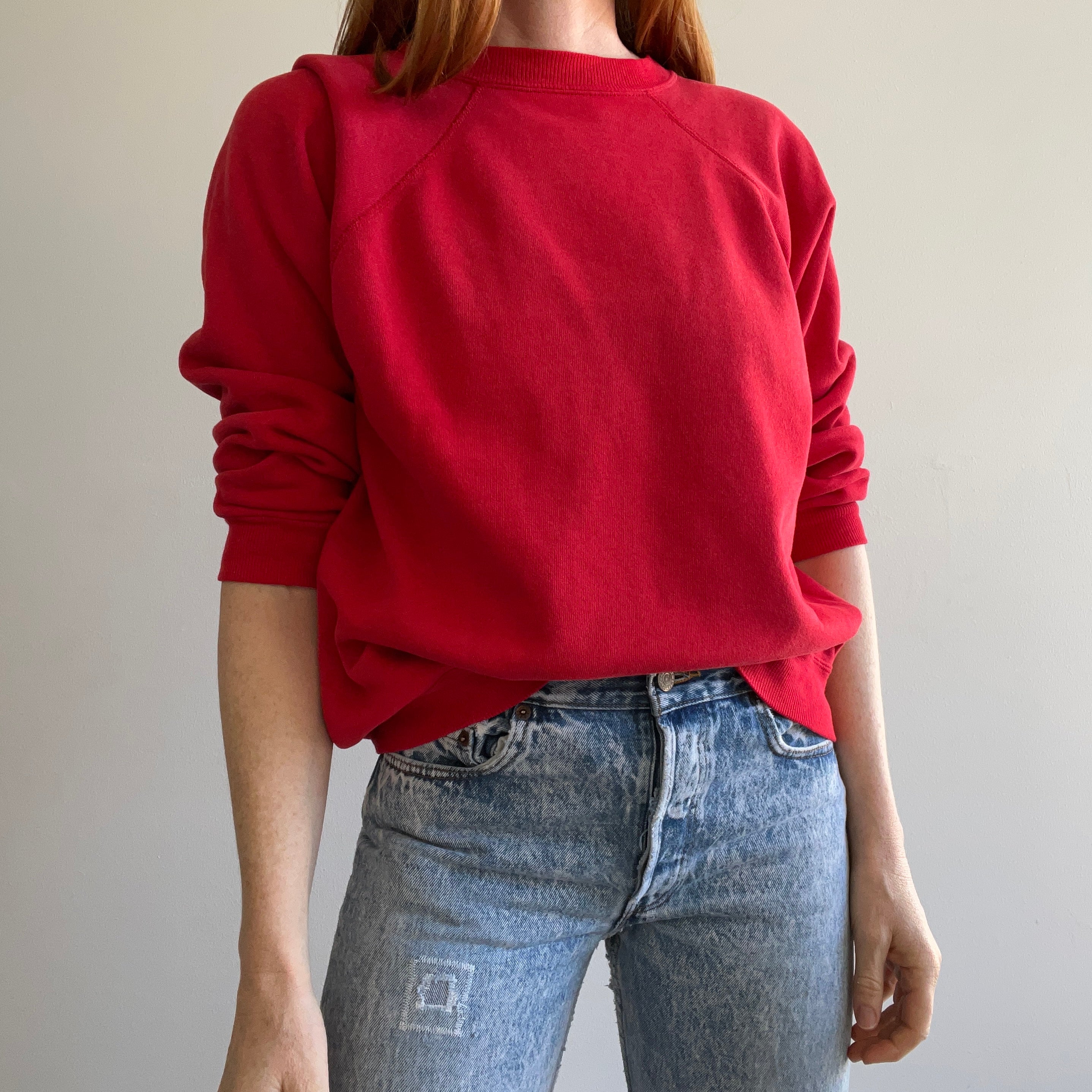 1980/90s Hanes Her Way Blank Red Slouchy Raglan