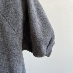 1980s Dark Charcoal Gray Short Sleeve Warm Up