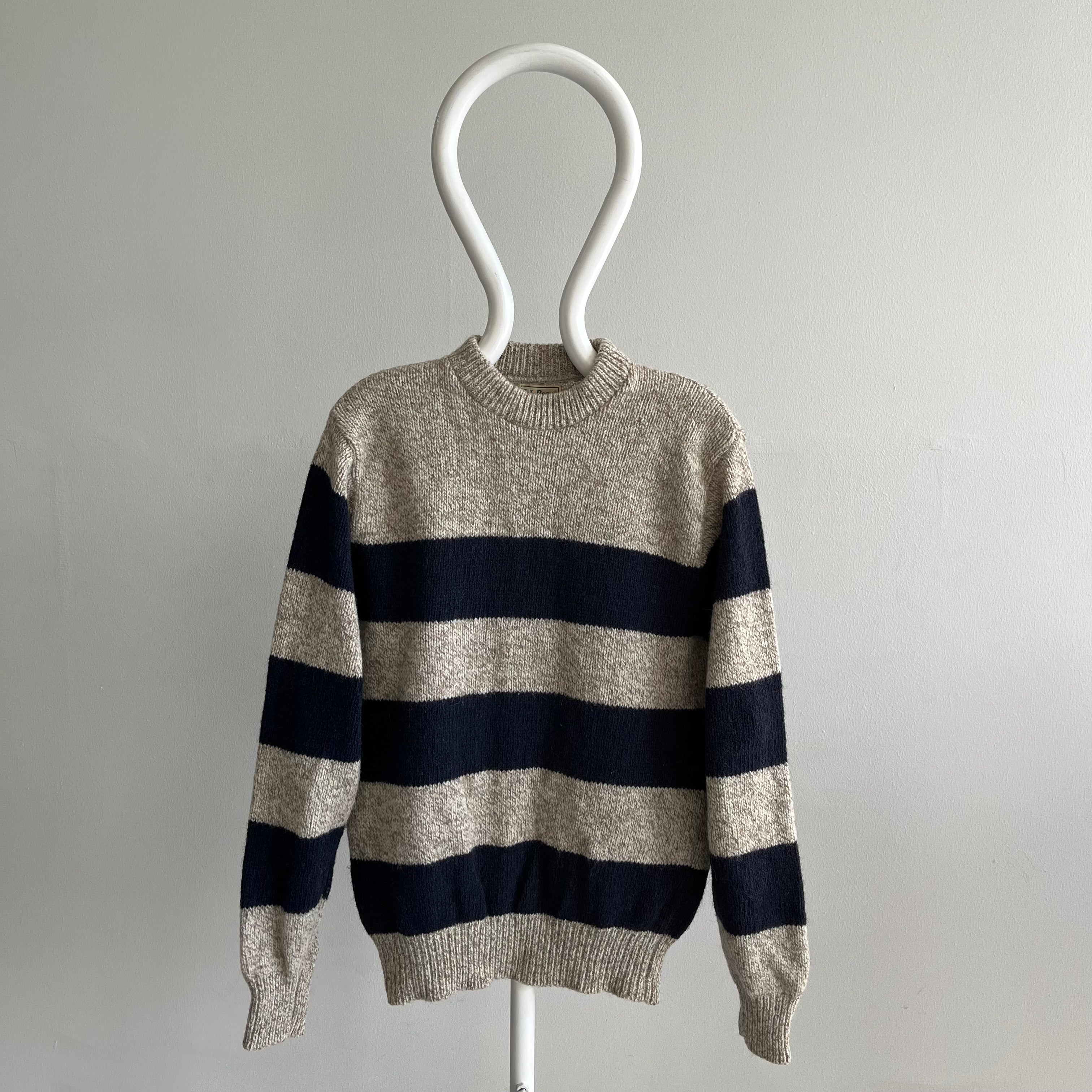 1980s L.L. Bean USA Made Wool Blend Striped Sweater