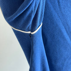 1970s Knit Shredded V-Neck Shoulder Stripe Ring Tee