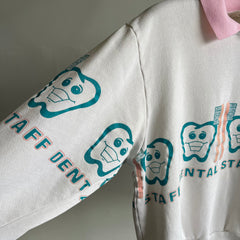 1980s Dental Staff Builtin Collar Sweatshirt - WOWZA