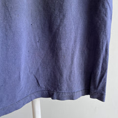 1980s RAD!!!  TRASHED Bleach Stained Blank Navy Pocket T-Shirt