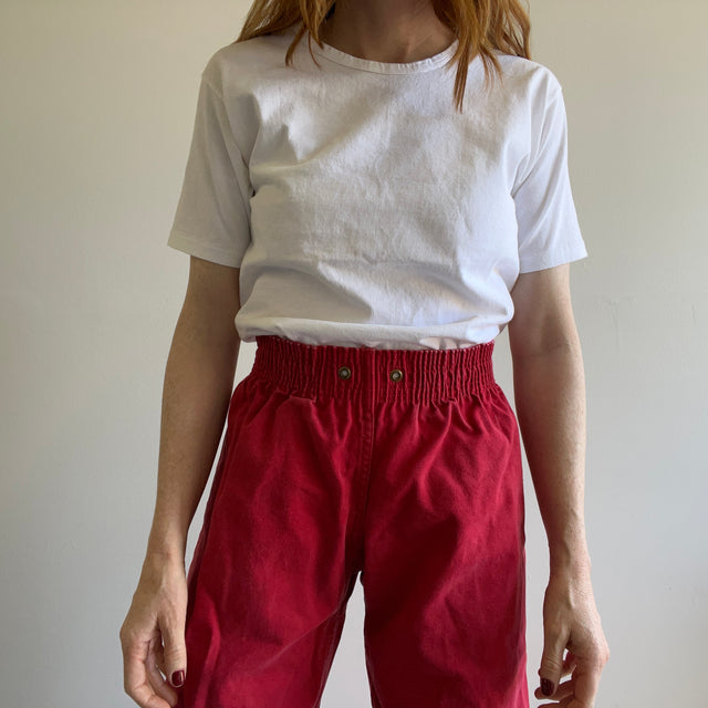 T-shirt en coton de poids moyen à col roulé blanc brillant des années 1980 par Anvil
