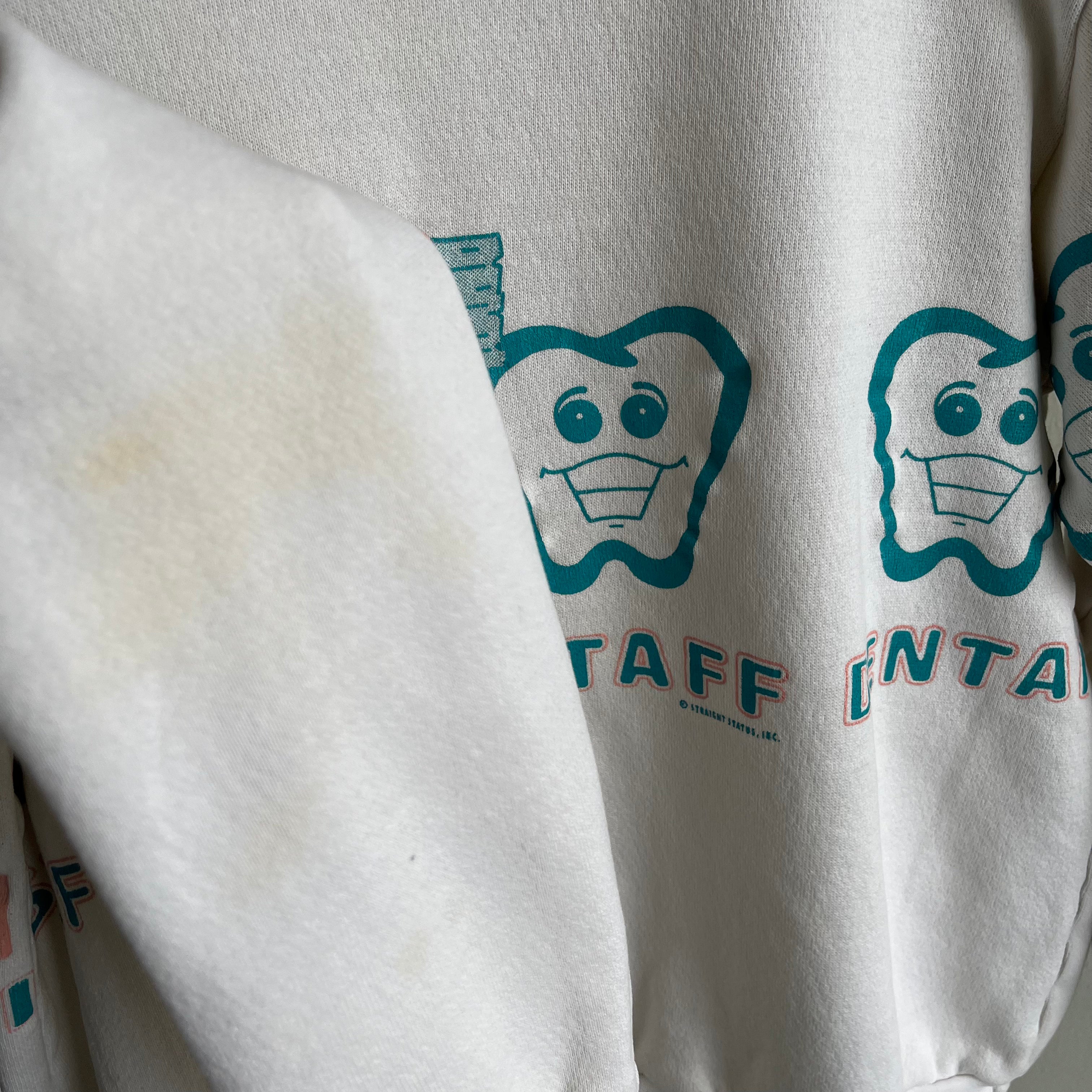 1980s Dental Staff Builtin Collar Sweatshirt - WOWZA
