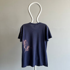 1980s RAD!!!  TRASHED Bleach Stained Blank Navy Pocket T-Shirt