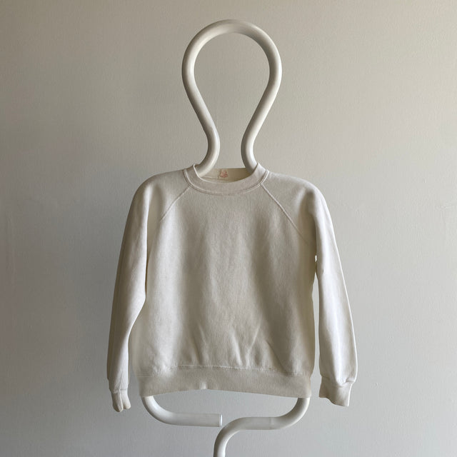 1970s "WHALE HAVEN" Smaller Size DIY White Raglan Sweatshirt