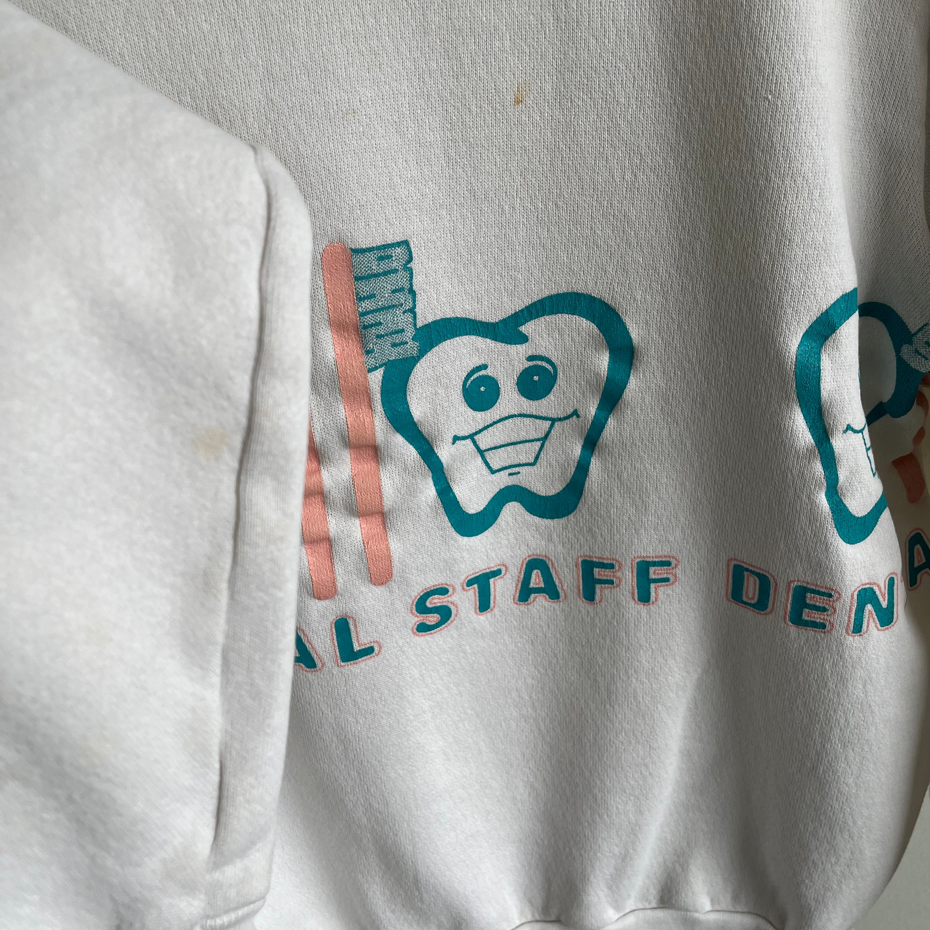 1980s Dental Staff Builtin Collar Sweatshirt - WOWZA