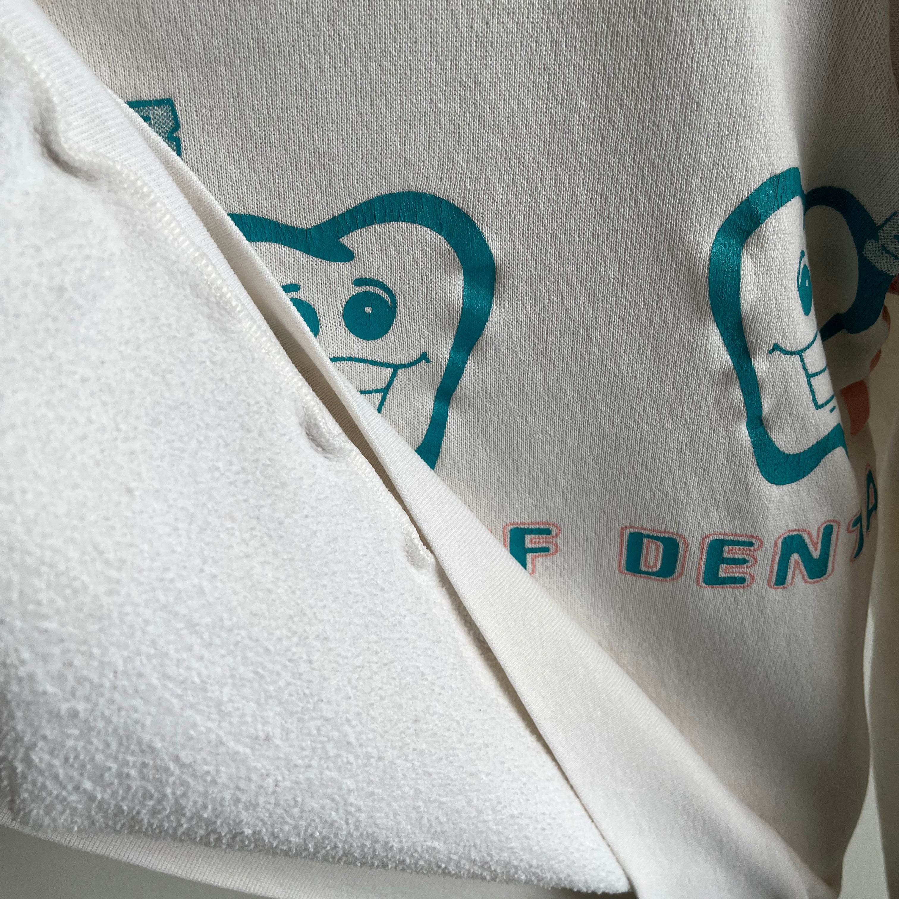 1980s Dental Staff Builtin Collar Sweatshirt - WOWZA