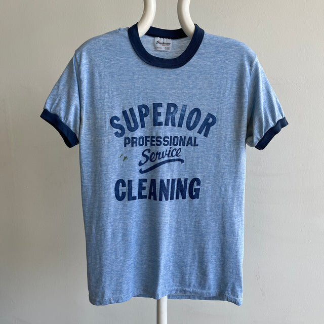 T-shirt à anneau "Nettoyage supérieur" des années 1980