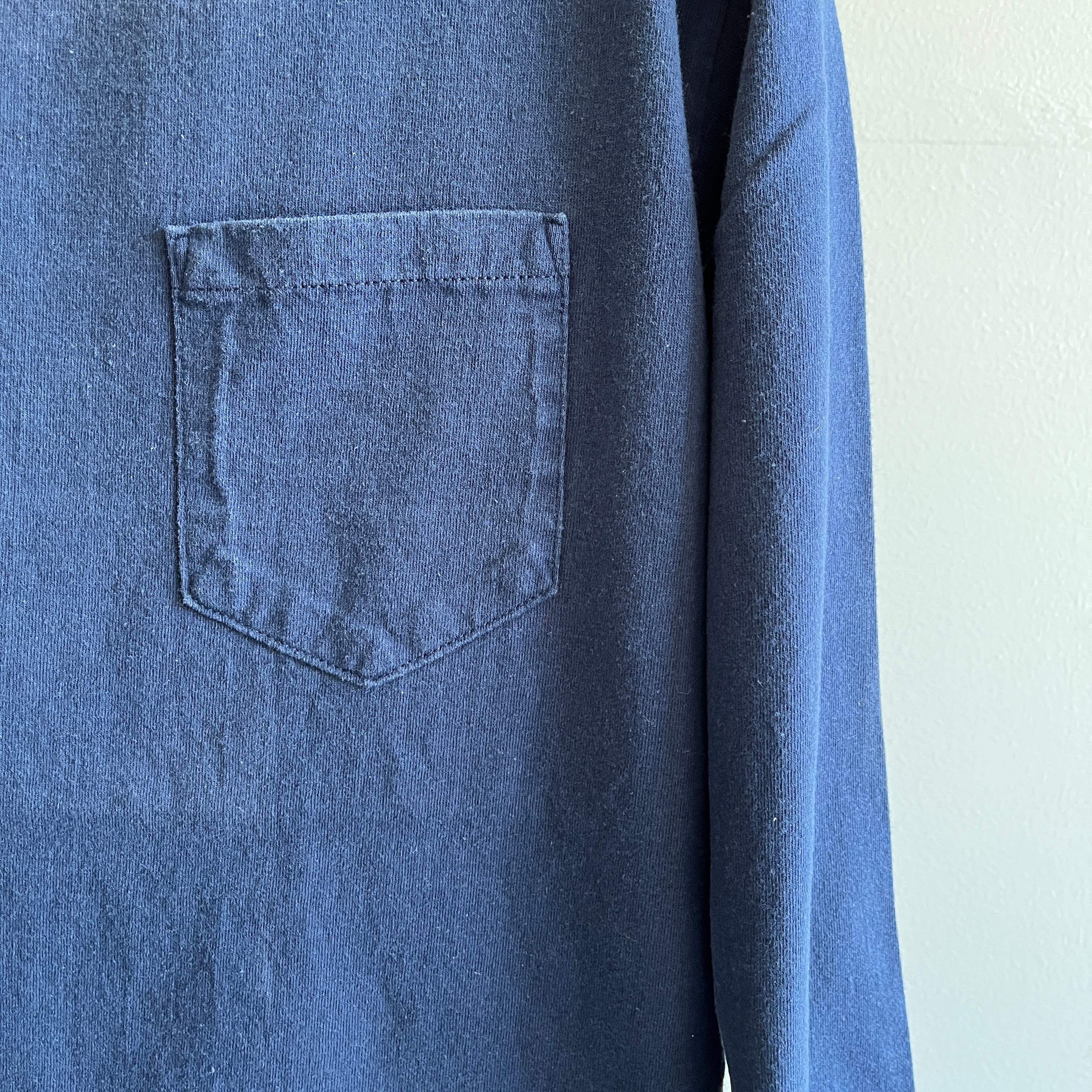 1980/90s USA MADE DICKIES Blank Cotton Navy Pocket Long Sleeve T-Shirt