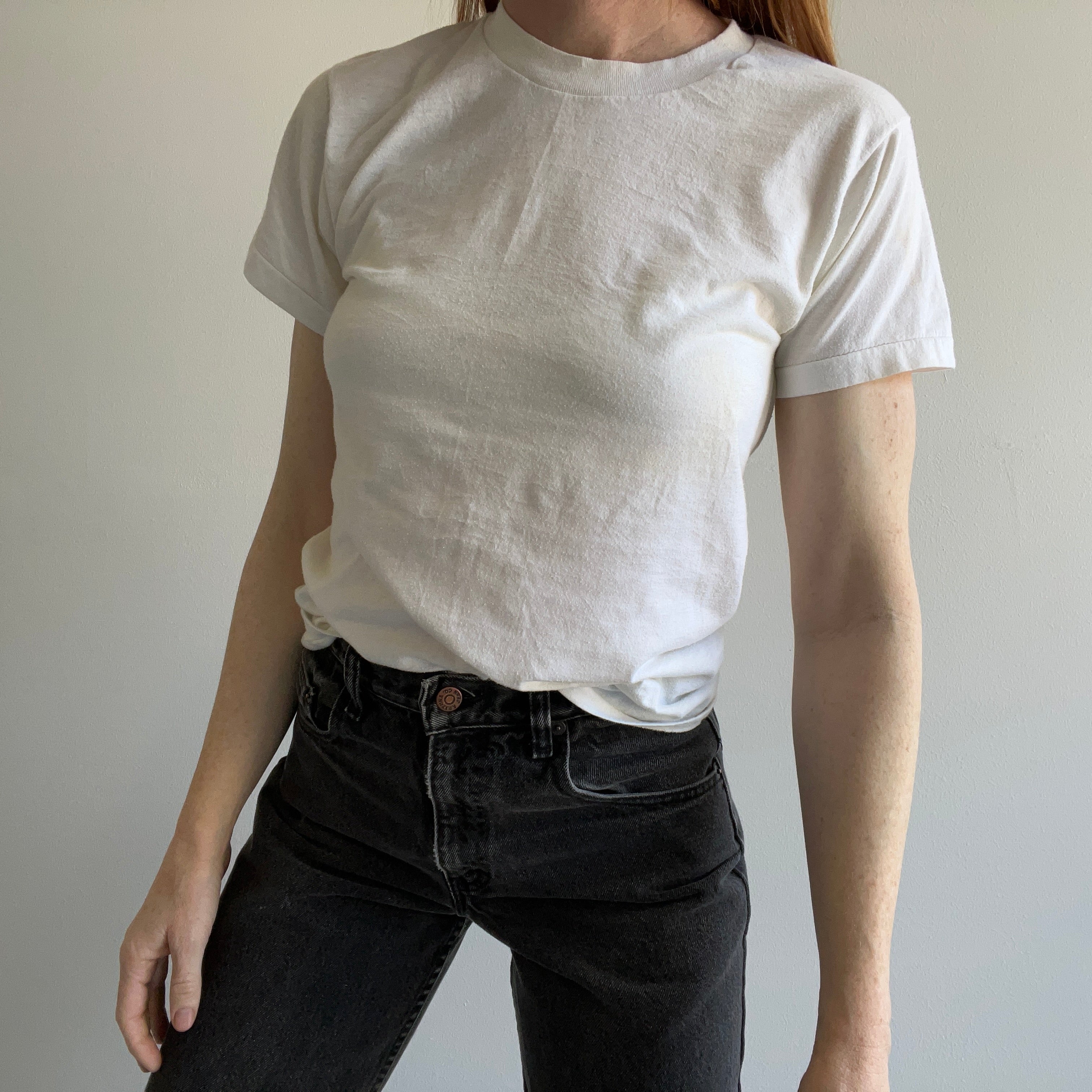 1970/80s Smaller Aged White Blank T-Shirt